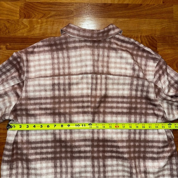 Workshop Republic Beige Flannel Faux Leather Suede Shacket Snap Buttons - Picture 8 of 13